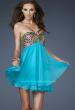 Picture of: Empire Waist Cocktail Chiffon Dress with Low Shaped Dress in Blue, Style: 18697, Main Picture