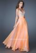 Picture of: Intricate Beaded Prom Dress with Gathered Waist in Orange, Style: 18713, Detail Picture 2