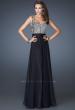 Picture of: Intricate Beaded Prom Dress with Gathered Waist in Black, Style: 18713, Detail Picture 4