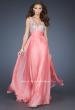 Picture of: A-line Chiffon Gown with Beaded V Neck Bodice in Orange, Style: 18728, Main Picture