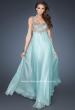 Picture of: Empire Waist Chiffon Gown with Scoop Neck Detail in Blue, Style: 18745, Main Picture
