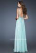 Picture of: Empire Waist Chiffon Gown with Scoop Neck Detail in Blue, Style: 18745, Back Picture