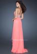 Picture of: Chiffon Dress with Beaded Bodice and Empire Waist in Orange, Style: 18803, Back Picture