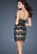 Picture of: Sequined Lace Cocktail Dress with Satin Belt Detail in Black, Style: 18808, Back Picture