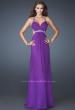 Picture of: Long Chiffon Prom Gown with Beaded Straps and Cut Outs in Purple, Style: 18888, Main Picture