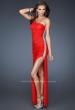 Picture of: One Shoulder Long Prom Dress with Beaded Side Panel in Red, Style: 18905, Main Picture