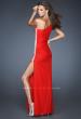 Picture of: One Shoulder Long Prom Dress with Beaded Side Panel n Red, Style: 18905, Back Picture