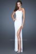 Picture of: One Shoulder Long Prom Dress with Beaded Side Panel in White, Style: 18905, Detail Picture 3
