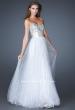 Picture of: Strapless Long Ball Gown with Beaded Bodice and Belt in White, Style: 18910, Detail Picture 2