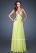 Picture of: Long Strapless Chiffon Prom Dress with Beaded Bodice in Green, Style: 18911, Main Picture