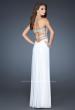 Picture of: Strapless Prom Dress with Beaded Detail and Strappy Back in White, Style: 18934, Back Picture