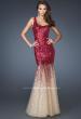 Picture of: One Shoulder Sequin Mermaid Prom Dress with Tulle Skirt in Pink, Style: 18936, Back Picture