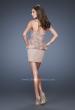 Picture of: Short Strapless Prom Dress with Textured Bodice and Peplum in Nude, Style: 19088, Back Picture