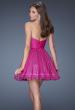 Picture of: Short Strapless Sequin Prom Dress with Beaded Bodice in Pink, Style: 19250, Back Picture