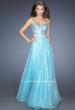Picture of: Long A-line Prom Gown with a Bedazzled Bodice in Blue, Style: 19350, Main Picture