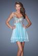 Picture of: Short Chiffon Prom Dress with Embellished Bodice in Blue, Style: 19358, Main Picture
