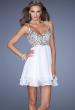 Picture of: Short Chiffon Prom Dress with Embellished Bodice in White, Style: 19358, Detail Picture 1