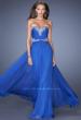 Picture of: Long Chiffon Prom Dress with Embroidered Bodice in Blue, Style: 19372, Detail Picture 2