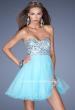 Picture of: Short Strapless A-line Prom Dress with Embellished Bodice in Blue, Style: 19373, Detail Picture 1