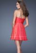 Picture of: Strapless Short Sequin Prom Dress with Chiffon Overlay in Orange, Style: 19415, Back Picture