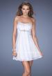 Picture of: Strapless Short Sequin Prom Dress with Chiffon Overlay in White, Style: 19415, Back Picture
