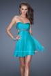Picture of: Strapless Short Dress with Beaded Belt and Open Back in Blue, Style: 19430, Main Picture