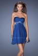 Picture of: Strapless Short Dress with Beaded Belt and Open Back in Blue, Style: 19430, Detail Picture 1