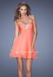 Picture of: Strapless Short Prom Dress with Embellishment on Bodice in Orange, Style: 19431, Detail Picture 1