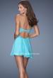 Picture of: Strapless Chiffon Short Prom Dress with Embellished Belt in Blue, Style: 19433, Back Picture