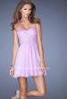 Picture of: Strapless Chiffon Short Prom Dress with Embellished Belt in Purple, Style: 19433, Detail Picture 1