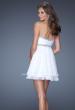Picture of: Strapless Short Prom Dress with Bedazzled Trim on Bodice in White, Style: 19436, Back Picture