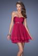 Picture of: Strapless Short Prom Dress with Bedazzled Trim on Bodice in Pink, Style: 19436, Detail Picture 1