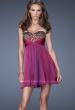 Picture of: Strapless Chiffon Short Prom Dress with Bedazzled Bust in Pink, Style: 19446, Main Picture