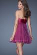 Picture of: Strapless Chiffon Short Prom Dress with Bedazzled Bust in Pink, Style: 19446, Back Picture