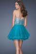 Picture of: Strapless A-line Short Dress with Ombre Sequin Bodice in Blue, Style: 19451, Back Picture