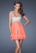 Picture of: Strapless Short Sequin Dress with Chiffon Skirt Overlay in Orange, Style: 19452, Main Picture