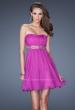 Picture of: Strapless Short Dress with a Ruched Bodice and Beaded Belt in Purple, Style: 19460, Main Picture