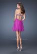 Picture of: Strapless Short Dress with a Ruched Bodice and Beaded Belt in Purple, Style: 19460, Back Picture