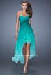 Picture of: High Low Strapless Ombre Prom Dress with Beaded Trimming in Green, Style: 19467, Main Picture