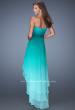 Picture of: High Low Strapless Ombre Prom Dress with Beaded Trimming in Green, Style: 19467, Back Picture