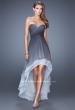 Picture of: High Low Strapless Ombre Prom Dress with Beaded Trimming in Silver, Style: 19467, Detail Picture 1