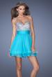 Picture of: Short Prom Dress with Intricately Embellished Bodice in Blue, Style: 19469, Detail Picture 1