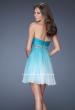 Picture of: Strapless Short Ombre Prom Dress with Beaded Belt in Blue, Style: 19514, Back Picture