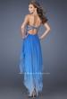 Picture of: High Low Ombre Prom Dress with Bejeweled Trim in Blue, Style: 19634, Back Picture