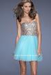 Picture of: Short Prom Dress with a Bedazzled Bodice and Tulle Skirt in Blue, Style: 19701, Main Picture