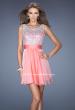 Picture of: Short Prom Dress with Chiffon Skirt and Sequin Bodice in Orange, Style: 19714, Main Picture