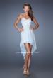 Picture of: Strapless High Low Chiffon Prom Dress with Embellished Lace in Blue, Style: 19716, Main Picture
