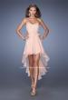 Picture of: Strapless High Low Chiffon Prom Dress with Embellished Lace in Orange, Style: 19716, Detail Picture 1