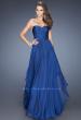 Picture of: Long Chiffon Strapless Prom Gown with a Tiered Skirt in Blue, Style: 19741, Main Picture
