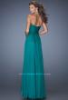 Picture of: Long Chiffon Strapless Prom Gown with a Tiered Skirt in Green, Style: 19741, Back Picture